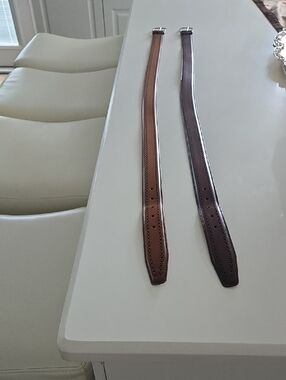 Allen Edmonds Paired Leather Dress Belts in Congac and Dark Brown